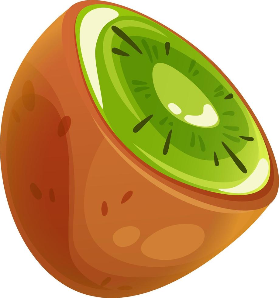 Cartoon juicy kiwi, half kiwi on transparent background vector