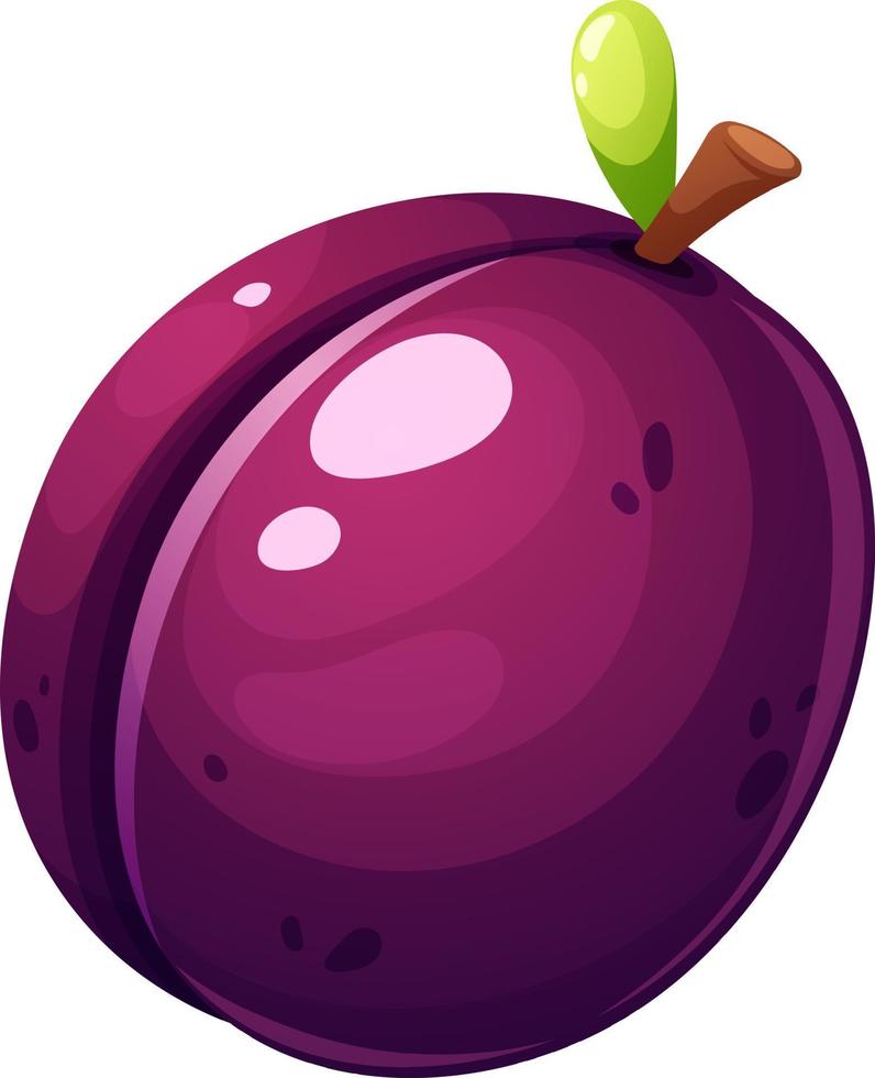 Juicy plum cartoon on transparent background. Summer Fruit Collection vector