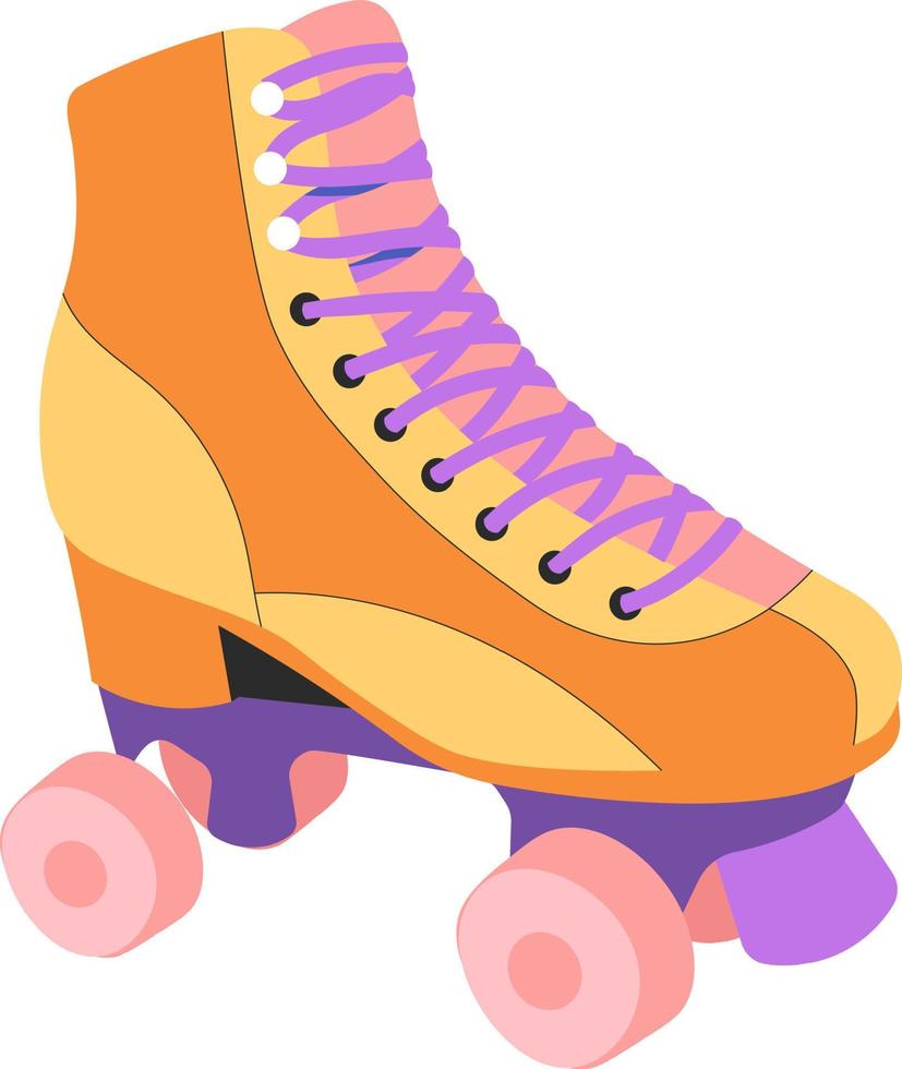 Flat retro design. Roller skates, sports shoes in flat style on transparent background vector