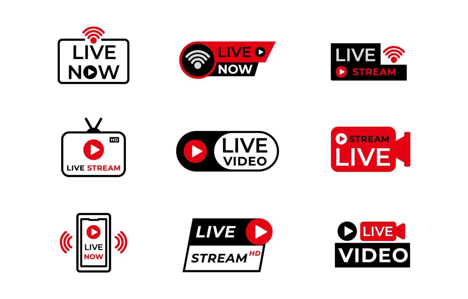 Live Stream Video Logo Set vector