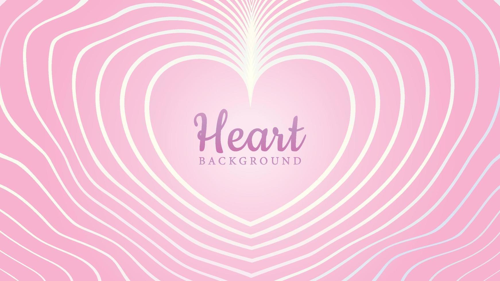 Wavy silver lines with heart shape on a pink background vector