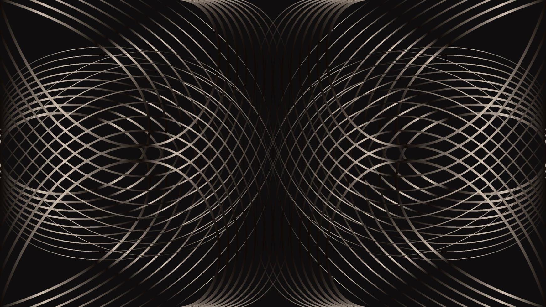 Luxury symmetrical gold curved line pattern on a black background vector