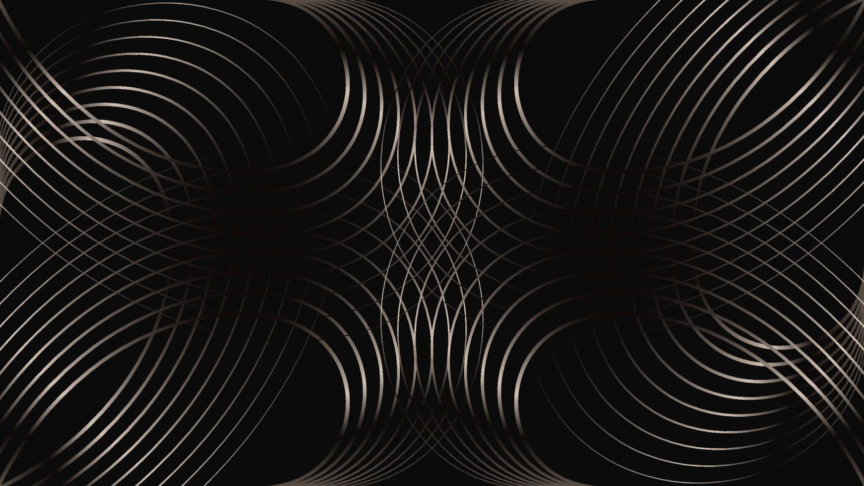 Luxury symmetrical silver curved line pattern on a black background vector