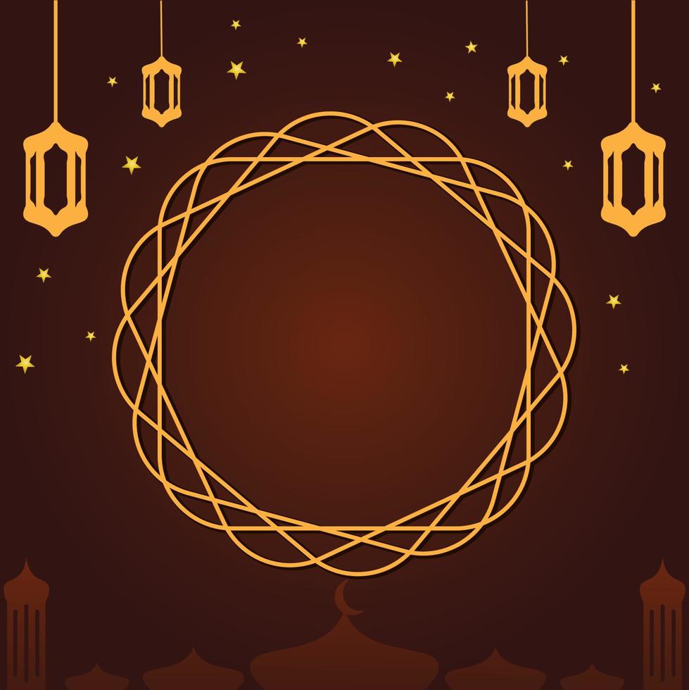 a luxurious and magnificent Islamic background. Muslim Greeting card design template. instagram feed stock vector design. Social media banner. illustration of Stars, lamp, night, mosque