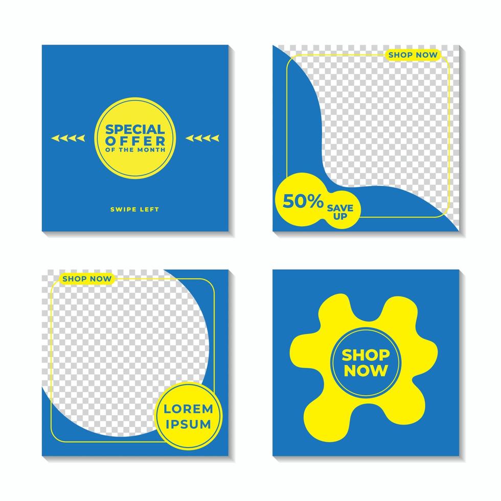 Editable Social Media Post Template. Elegant Sale and Discount Promo Web Banner. Blue and Yellow Color Theme. Clean and Simple Flyer Design. Anyone can use This Design Easily vector