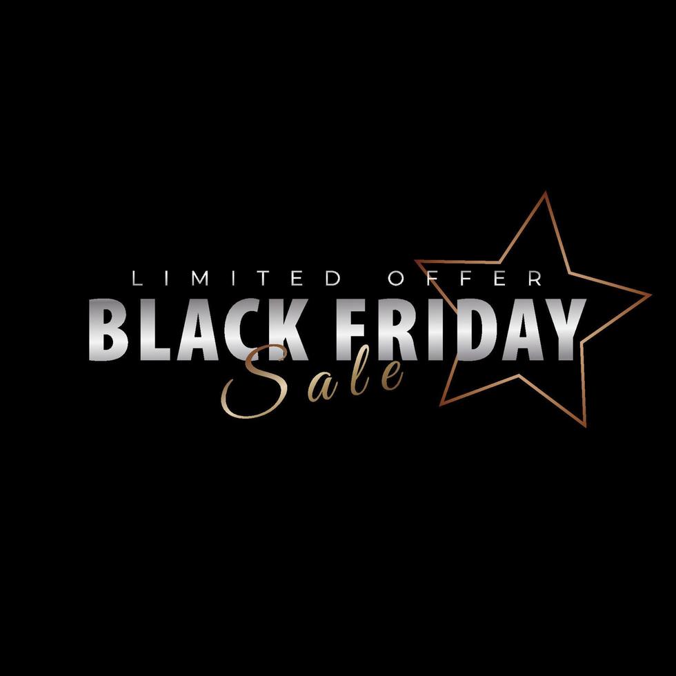 Elegant Black Friday Sale banner with star element design on dark background.  Social media post design template. Vector illustration.