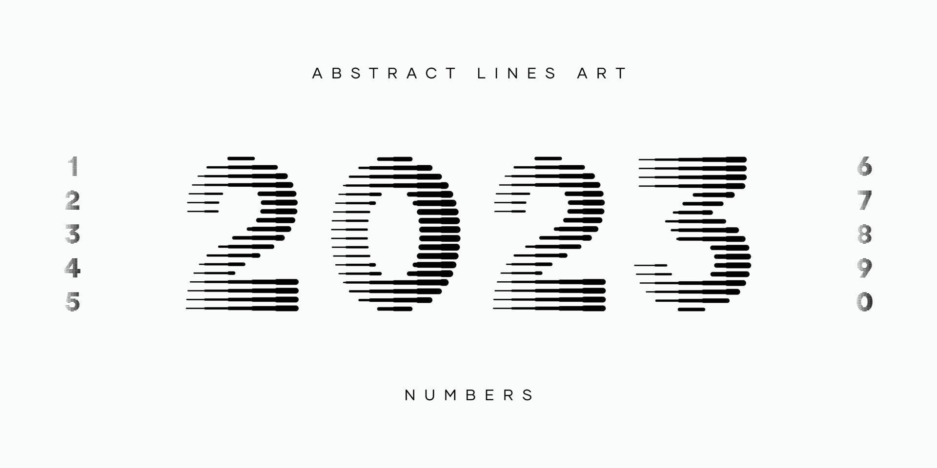 Numbers set abstract lines art modern vector