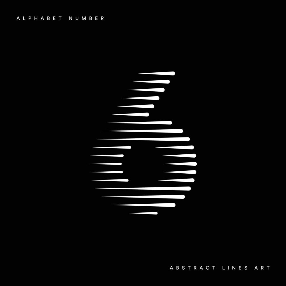 Number six abstract modern lines art vector