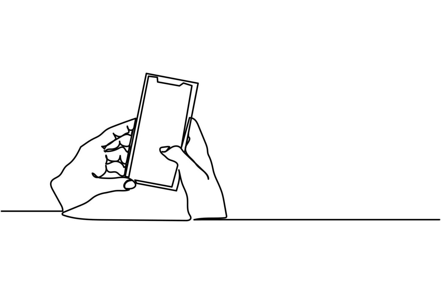 vector illustration of single continuous line playing smartphone