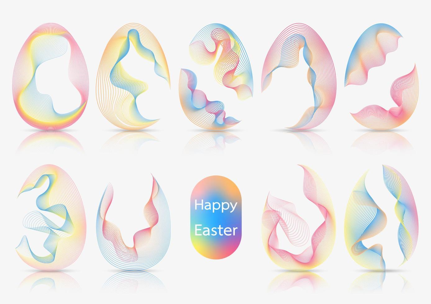 Wave effect set, Easter egg shape. Vector illustration