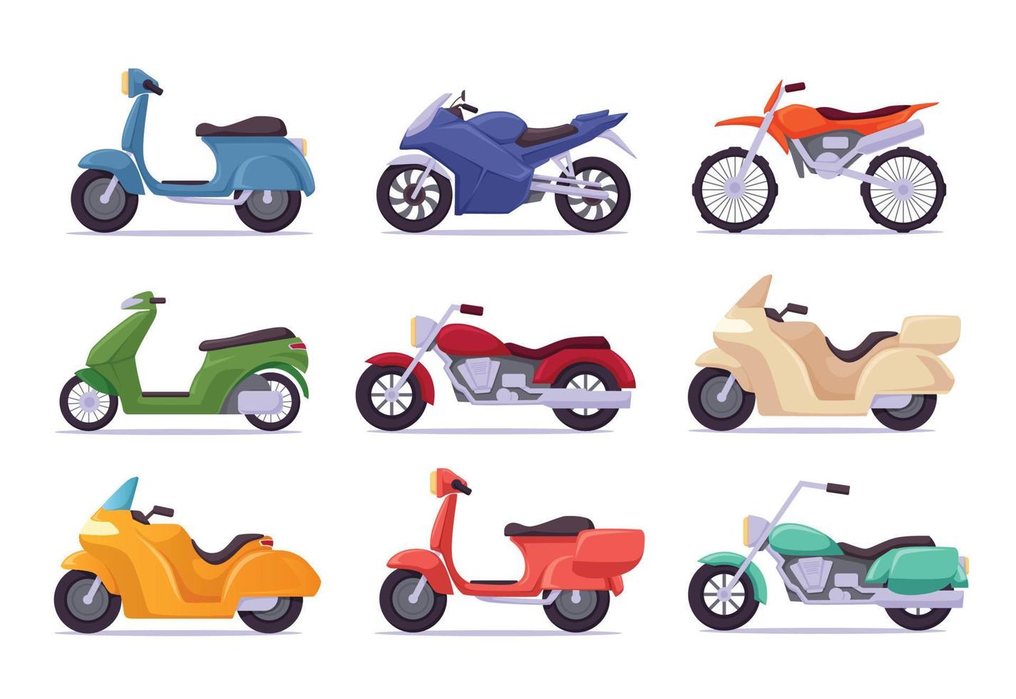 motocicleta y scooter aislado vector ilustración