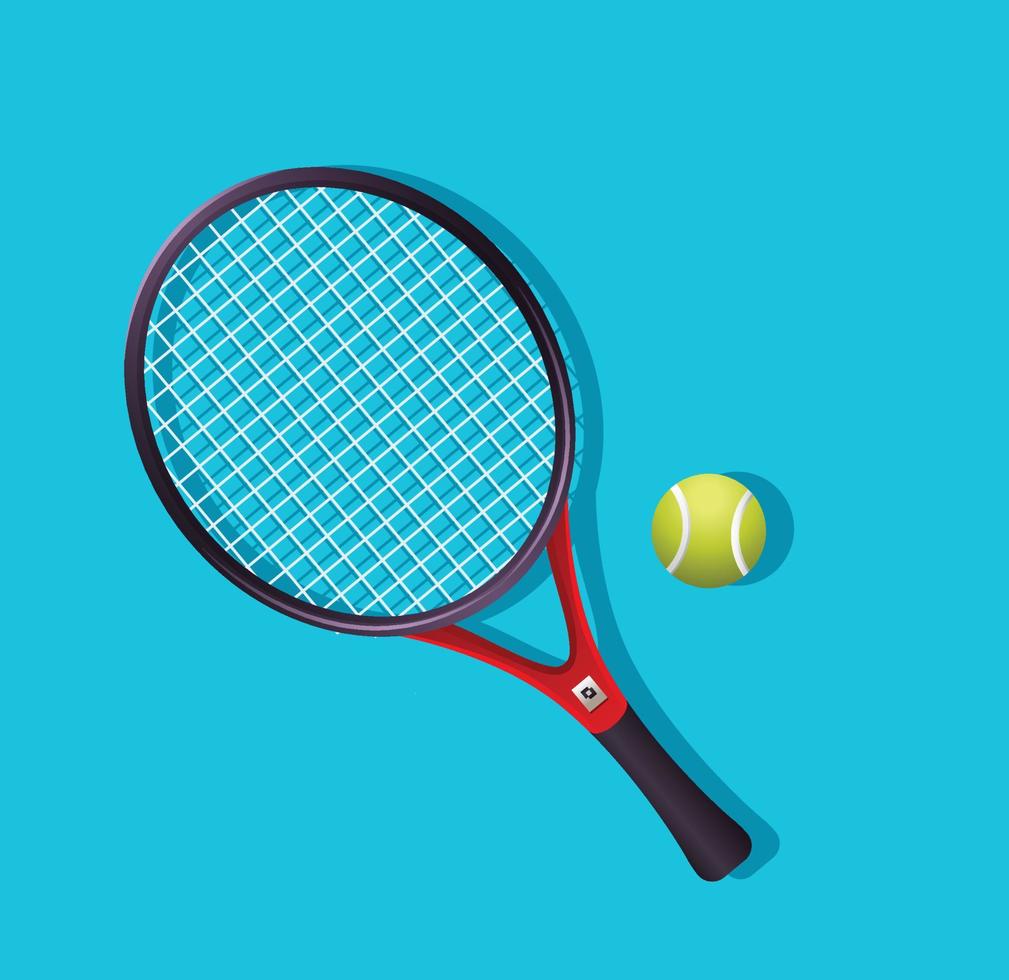 Tennis rackets and ball isolated vector illustration