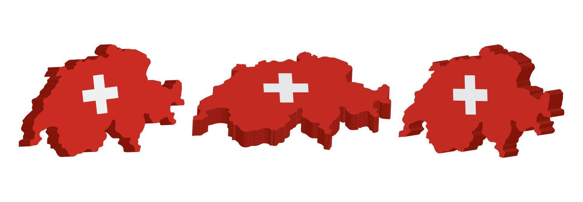 Realistic 3D Map of Switzerland Vector Design Template