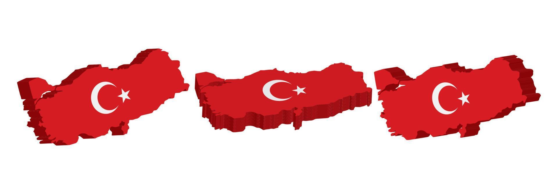 Realistic 3D Map of Turkey Vector Design Template