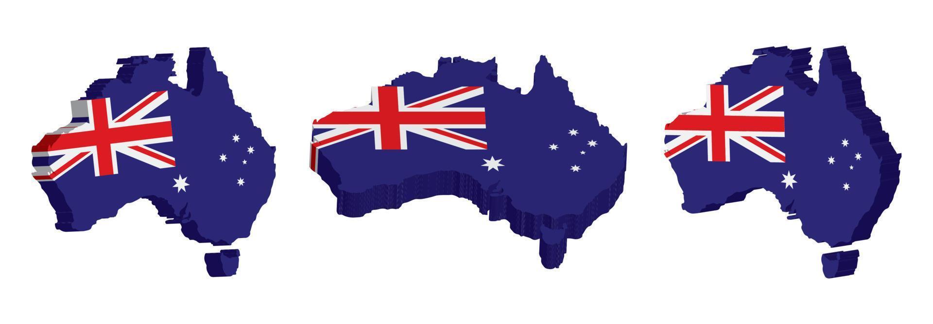 Realistic 3D Map of Australia Vector Design Template