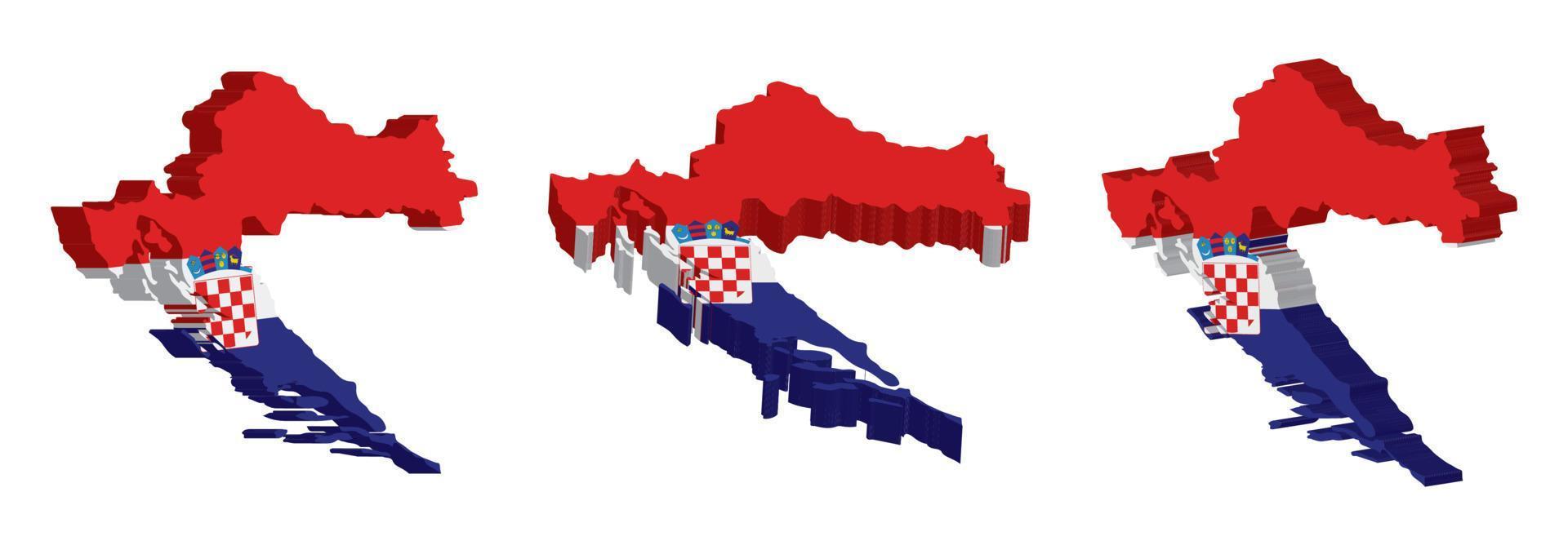 Realistic 3D Map of Croatia Vector Design Template