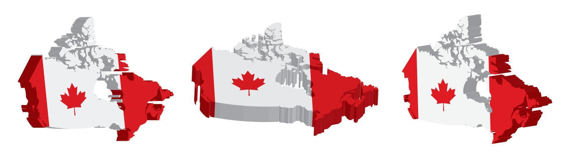 Realistic 3D Map of Canada Vector Design Template