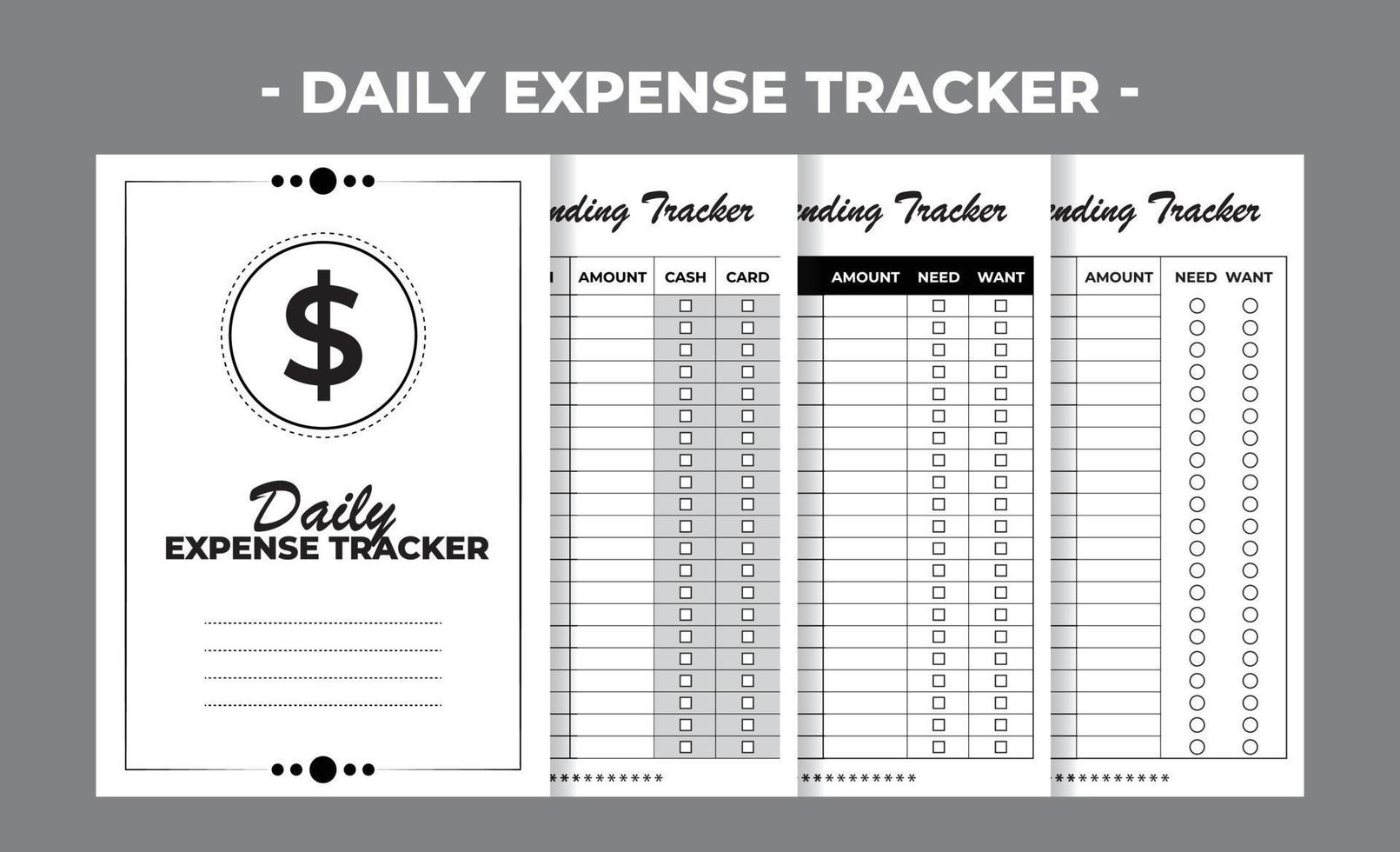 Printable KDP Daily Expense Tracker Book Vector Design Template 19946234 Vector Art at Vecteezy for Daily Expense Tracker Free Printable