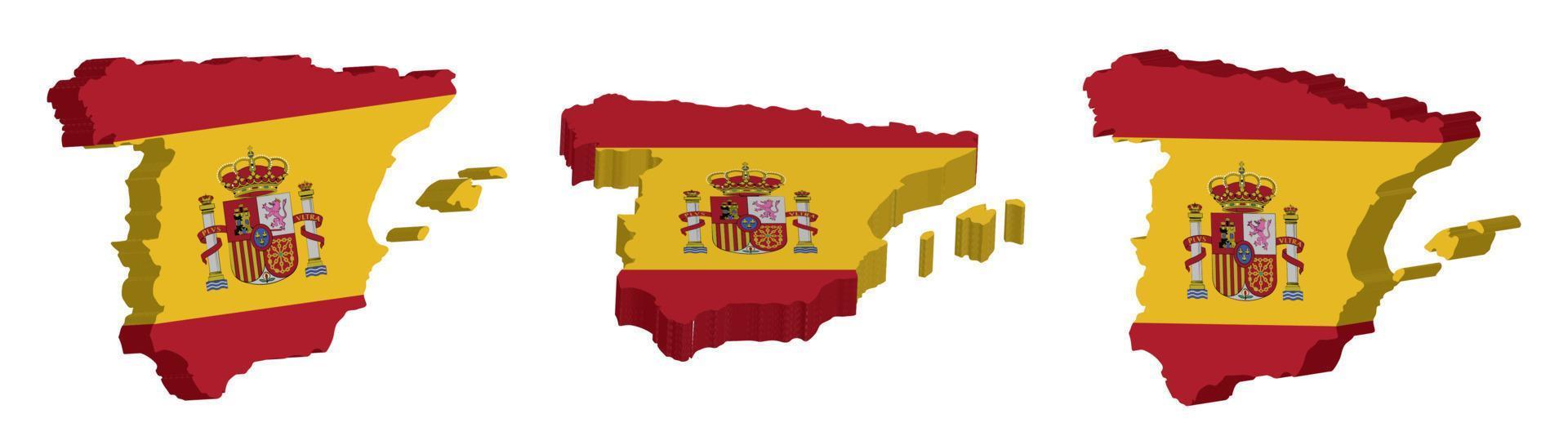 Realistic 3D Map of Spain Vector Design Template