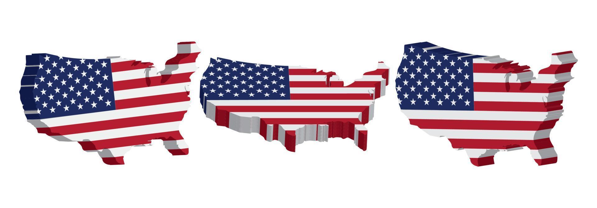 Realistic 3D Map of United States of America Vector Design Template