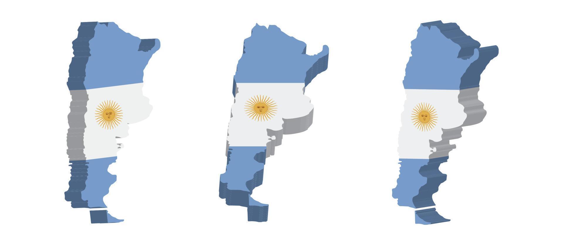 Realistic 3D Map of Argentina Vector Design Template