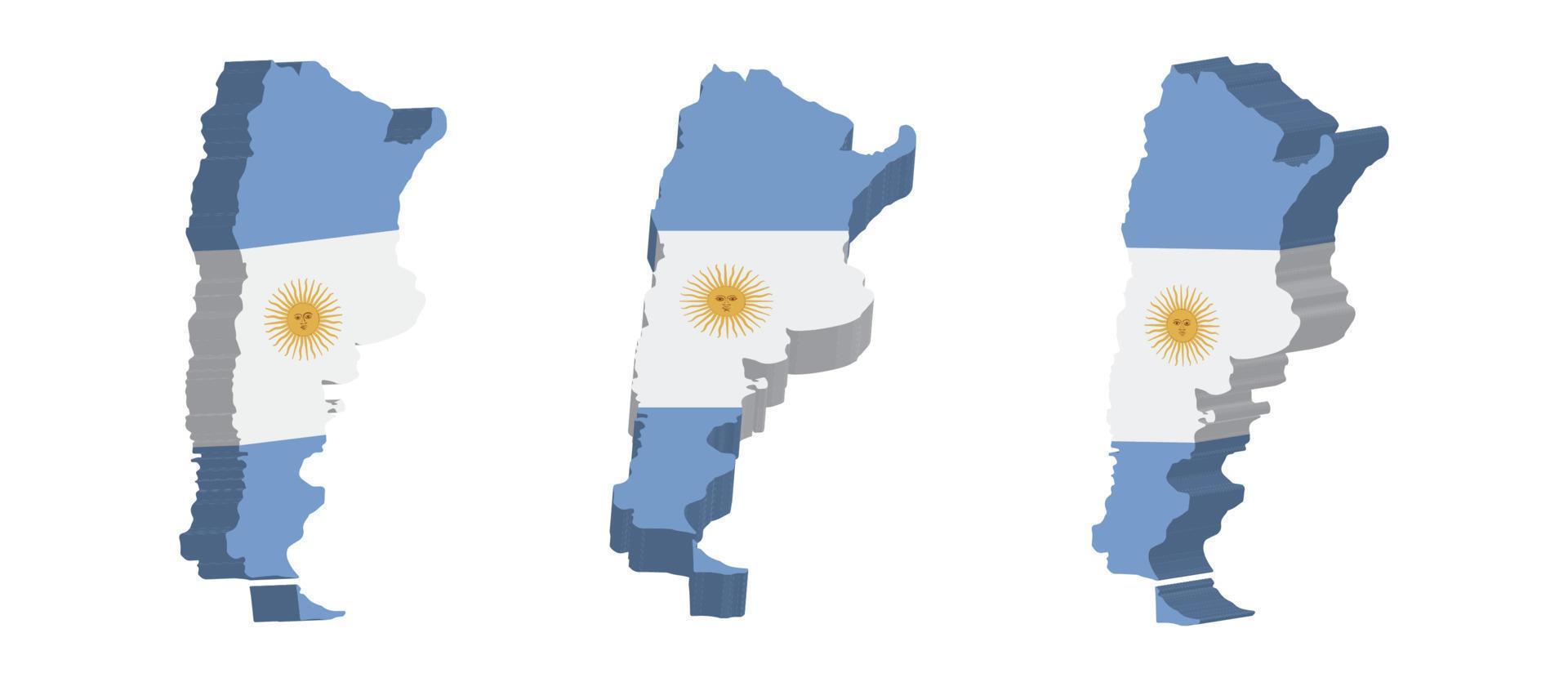 realista 3d mapa de argentina vector diseño modelo