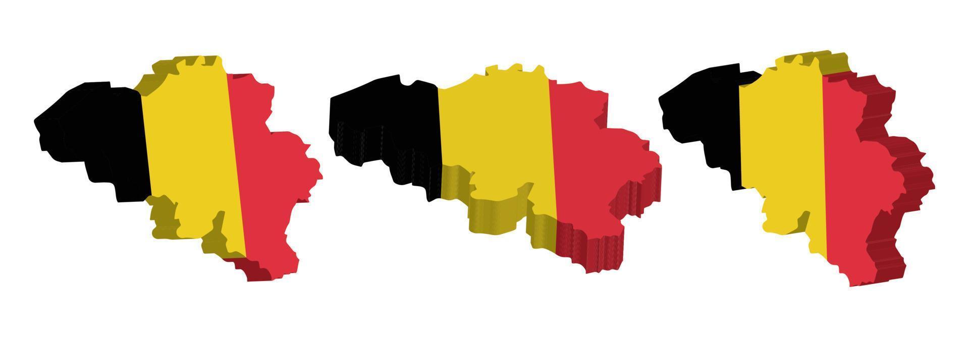 Realistic 3D Map of Belgium Vector Design Template