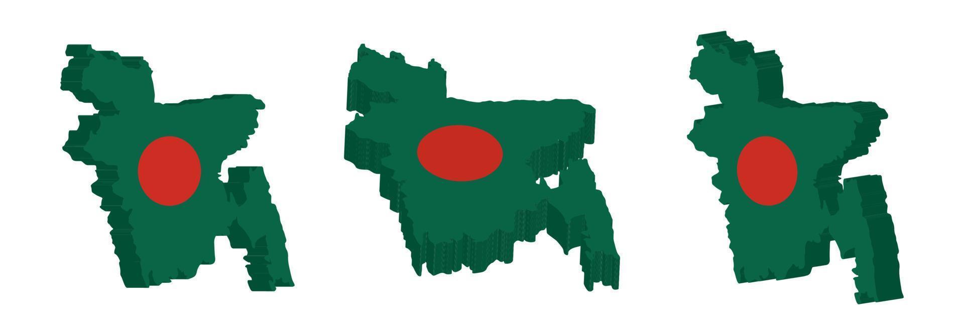 realista 3d mapa de Bangladesh vector diseño modelo