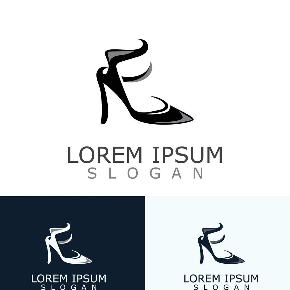 Women shoes logo design High heel fashion icon template vector for business store