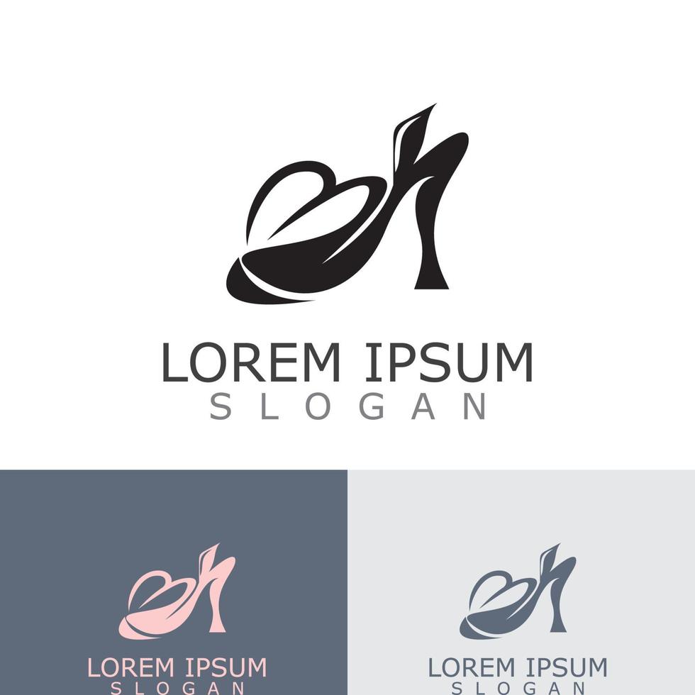 Women shoes logo design High heel fashion icon template vector for business store