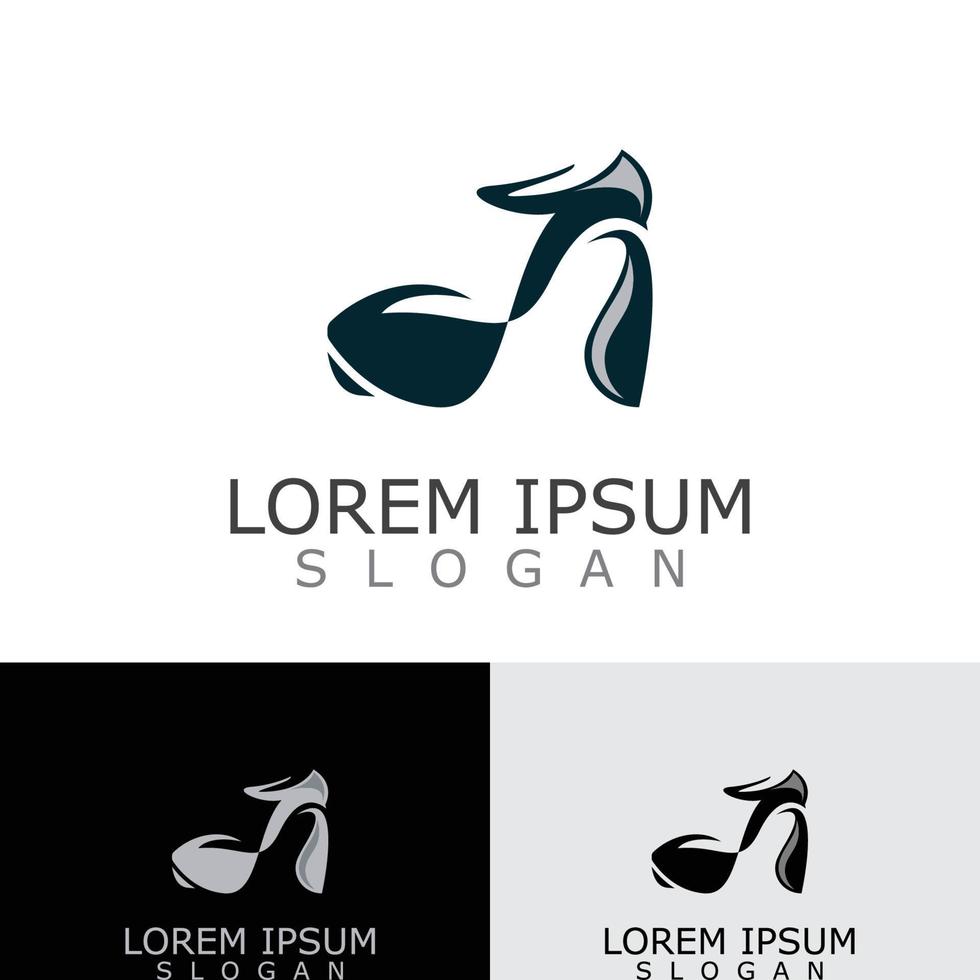 Women shoes logo design High heel fashion icon template vector for business store