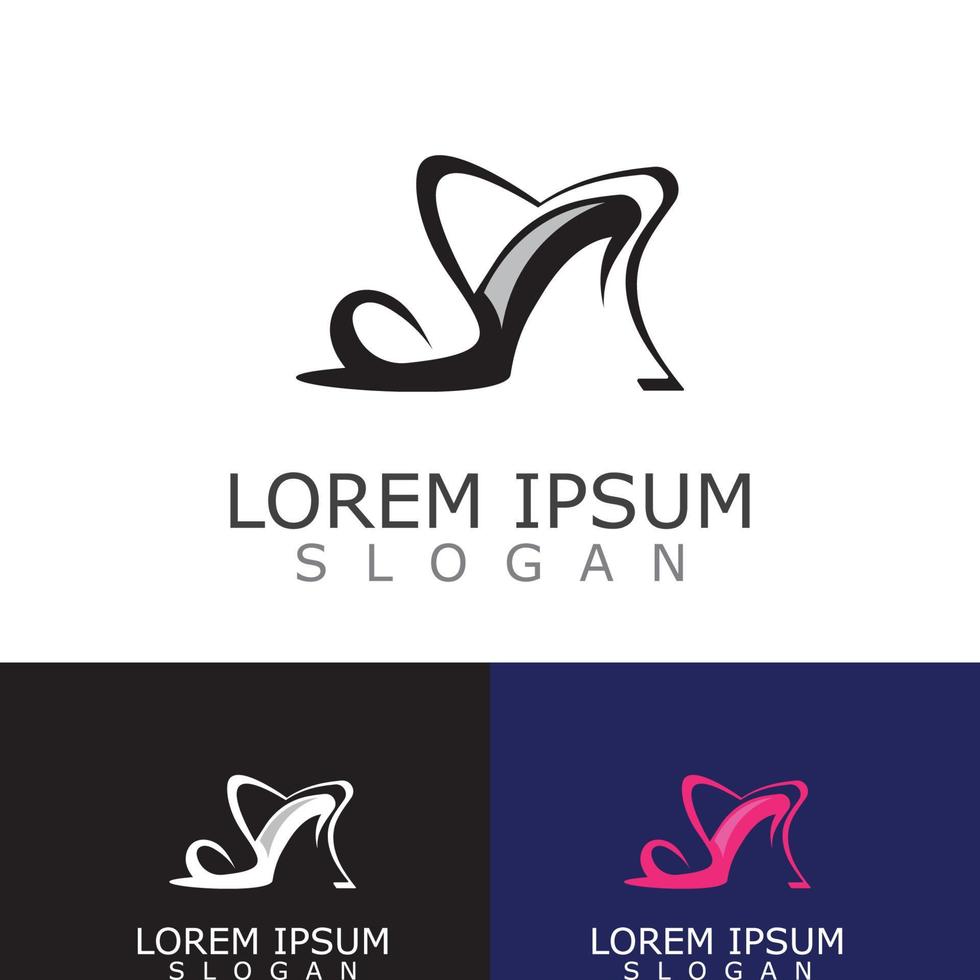 Women shoes logo design High heel fashion icon template vector for business store