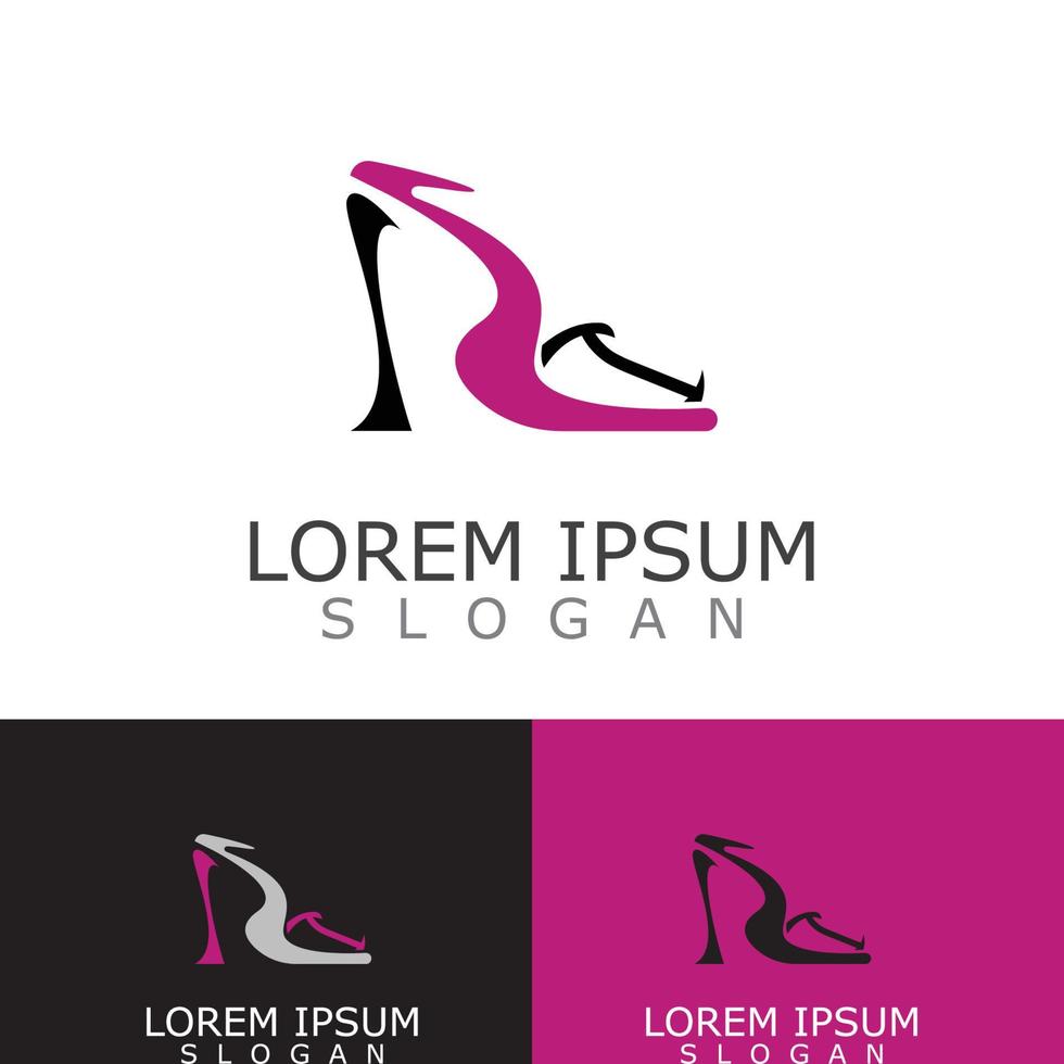 Women shoes logo design High heel fashion icon template vector for business store