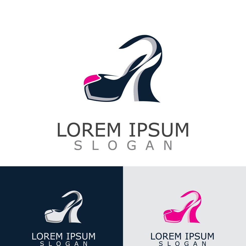 Women shoes logo design High heel fashion icon template vector for business store