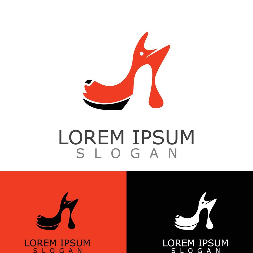 Women shoes logo design High heel fashion icon template vector for business store