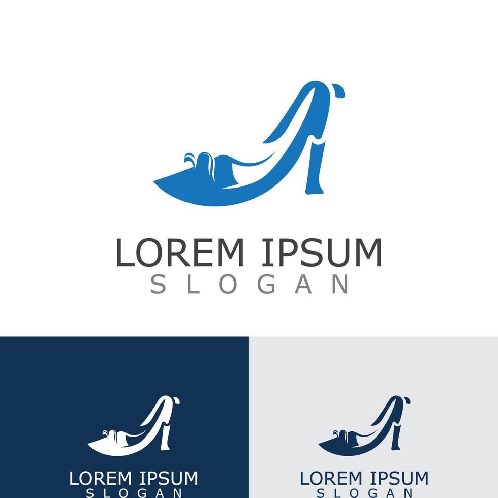 Women shoes logo design High heel fashion icon template vector for business store