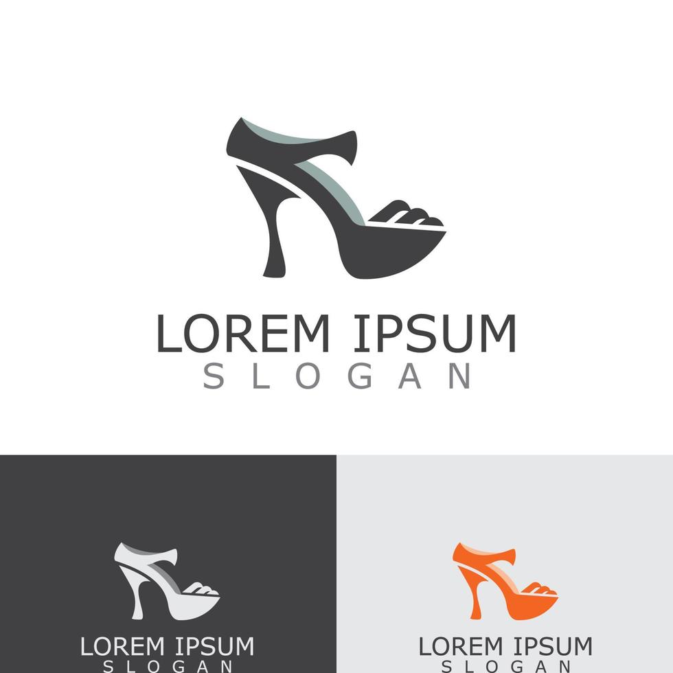 Women shoes logo design High heel fashion icon template vector for business store