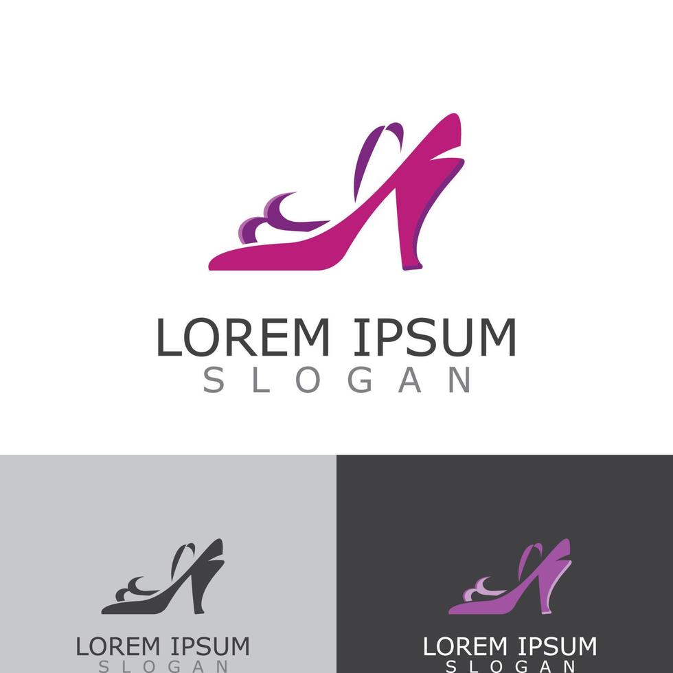 Women shoes logo design High heel fashion icon template vector for business store