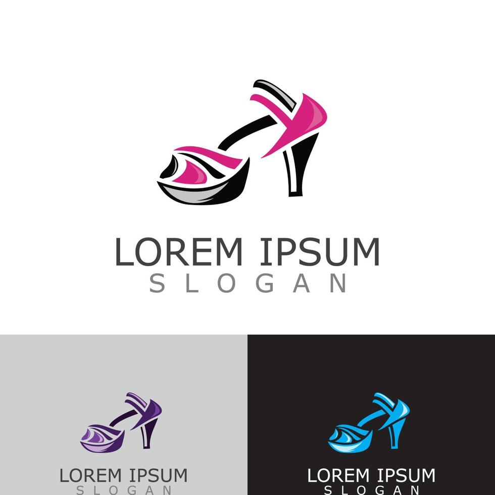 Women shoes logo design High heel fashion icon template vector for business store