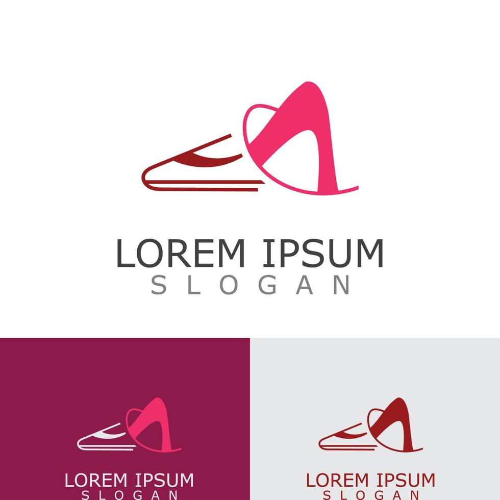 Women shoes logo design High heel fashion icon template vector for business store