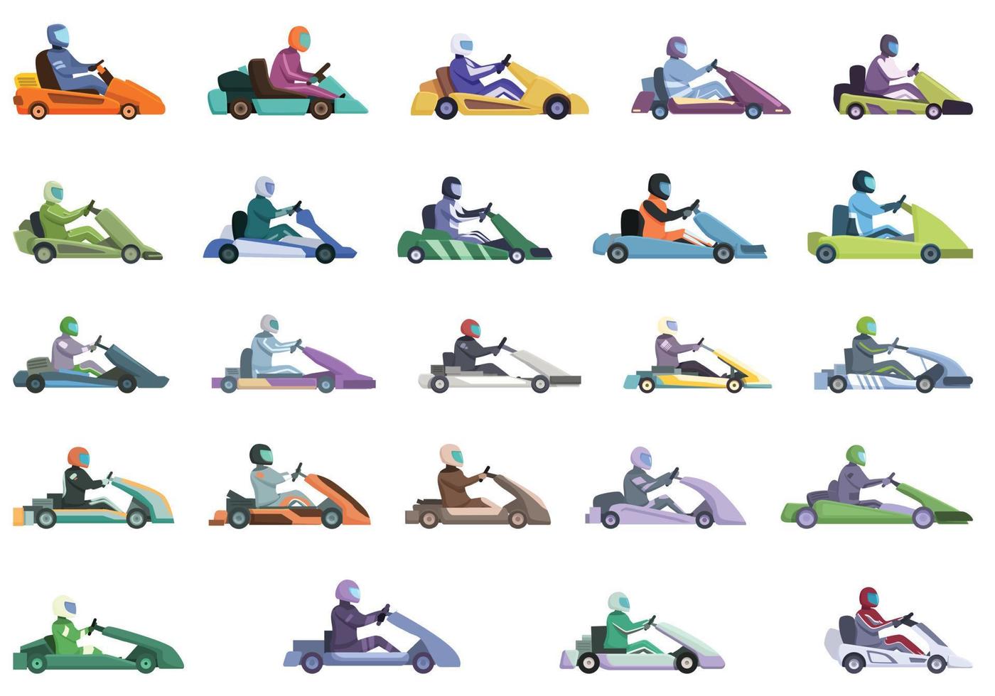 kart carreras íconos conjunto dibujos animados vector. coche la carretera vector