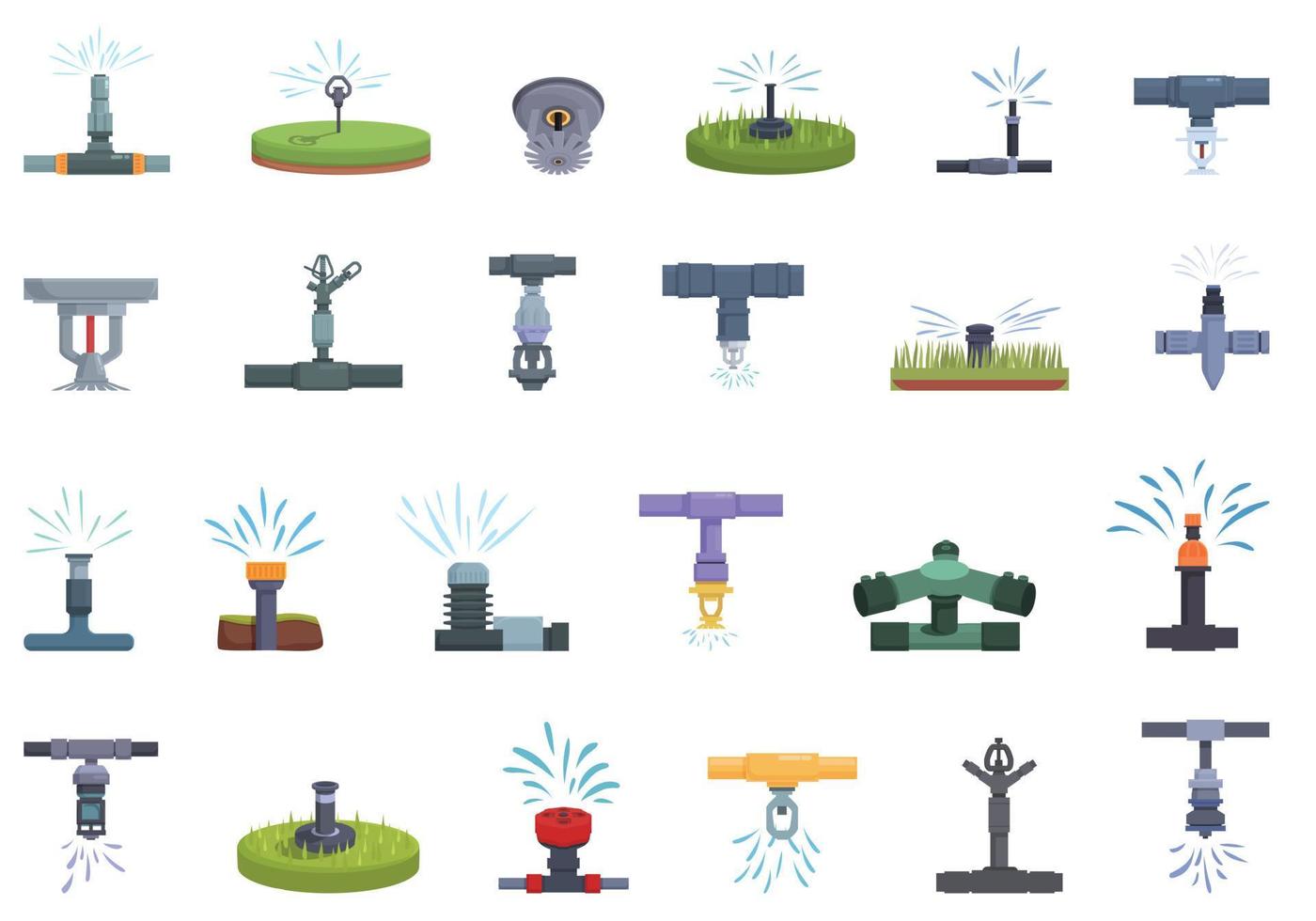 Sprinkler system icons set cartoon vector. Water nature vector