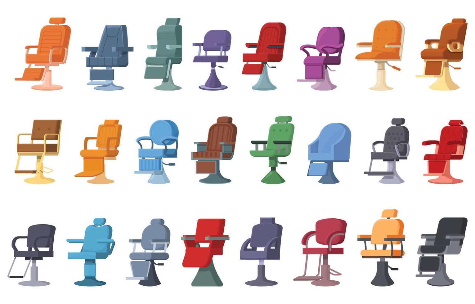 Barber chair icons set cartoon vector. Haircut salon vector
