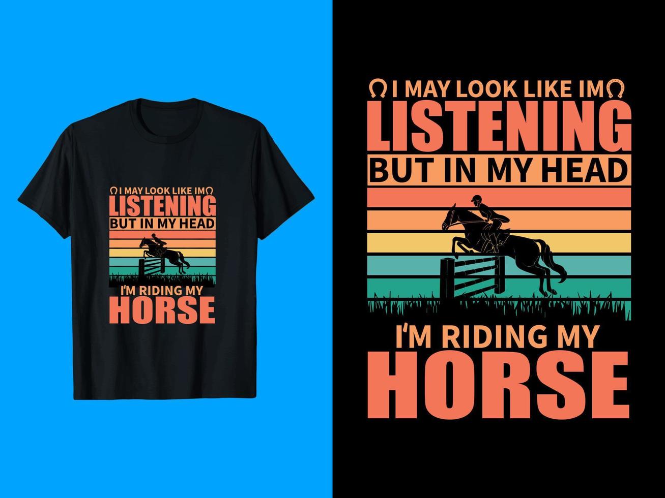 caballo, tipografía, vector camiseta diseño