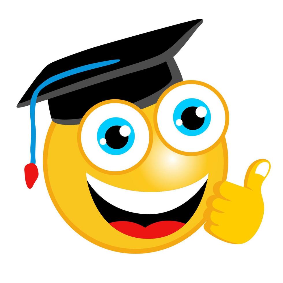 vector cartoon of scholar emoticon with thumbs up