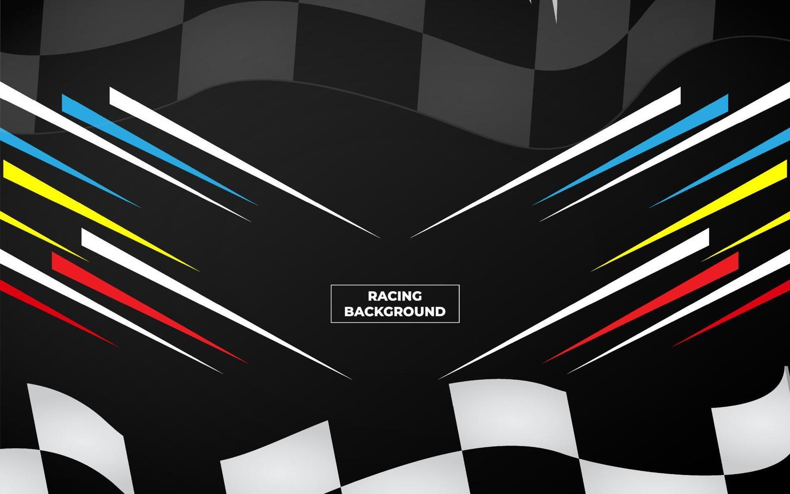 Modern racing design background vector. Trendy racing background template with race flag. vector