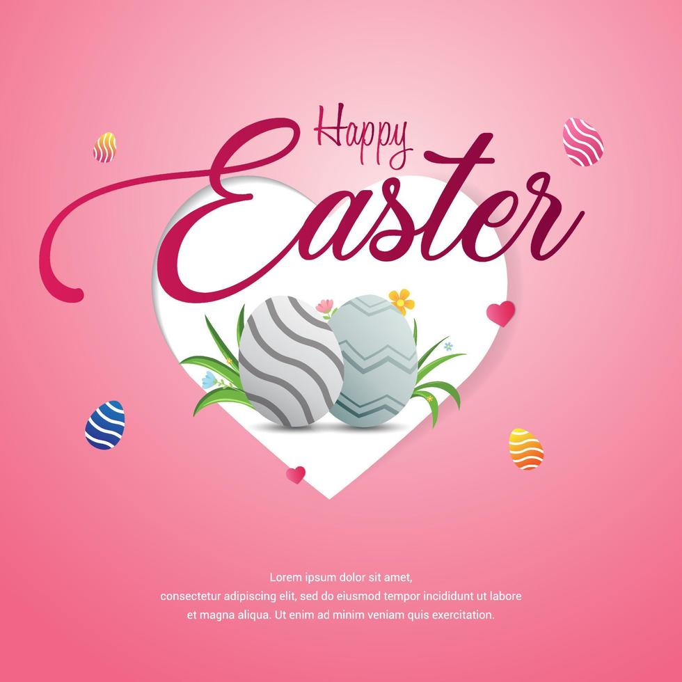 Happy easter design background vector. Design layout for invitation, card, menu, flyer, banner, poster, voucher. vector