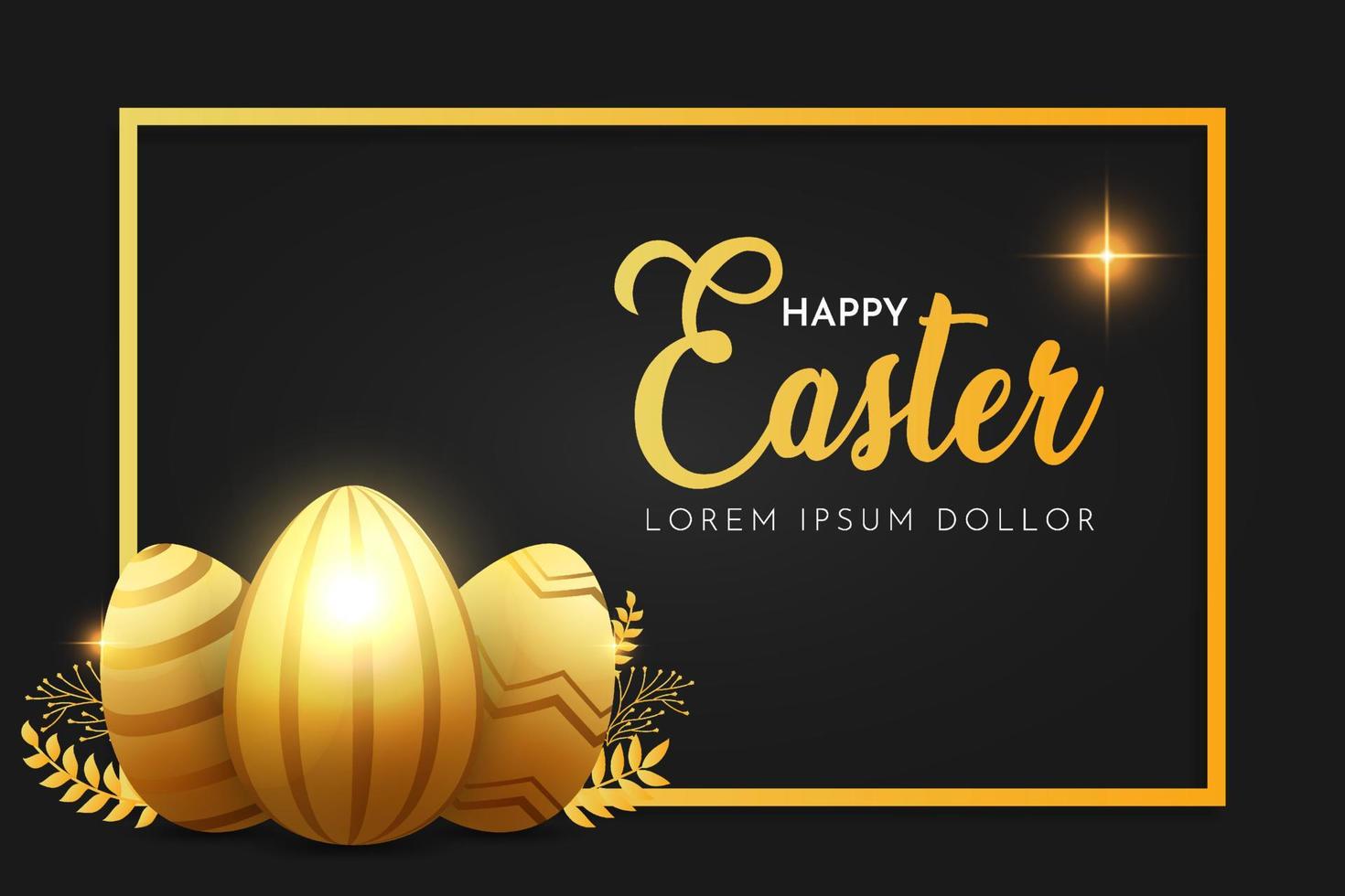 Golden Easter Egg design vector. Design layout for invitation, card, menu, flyer, banner, poster, voucher. vector