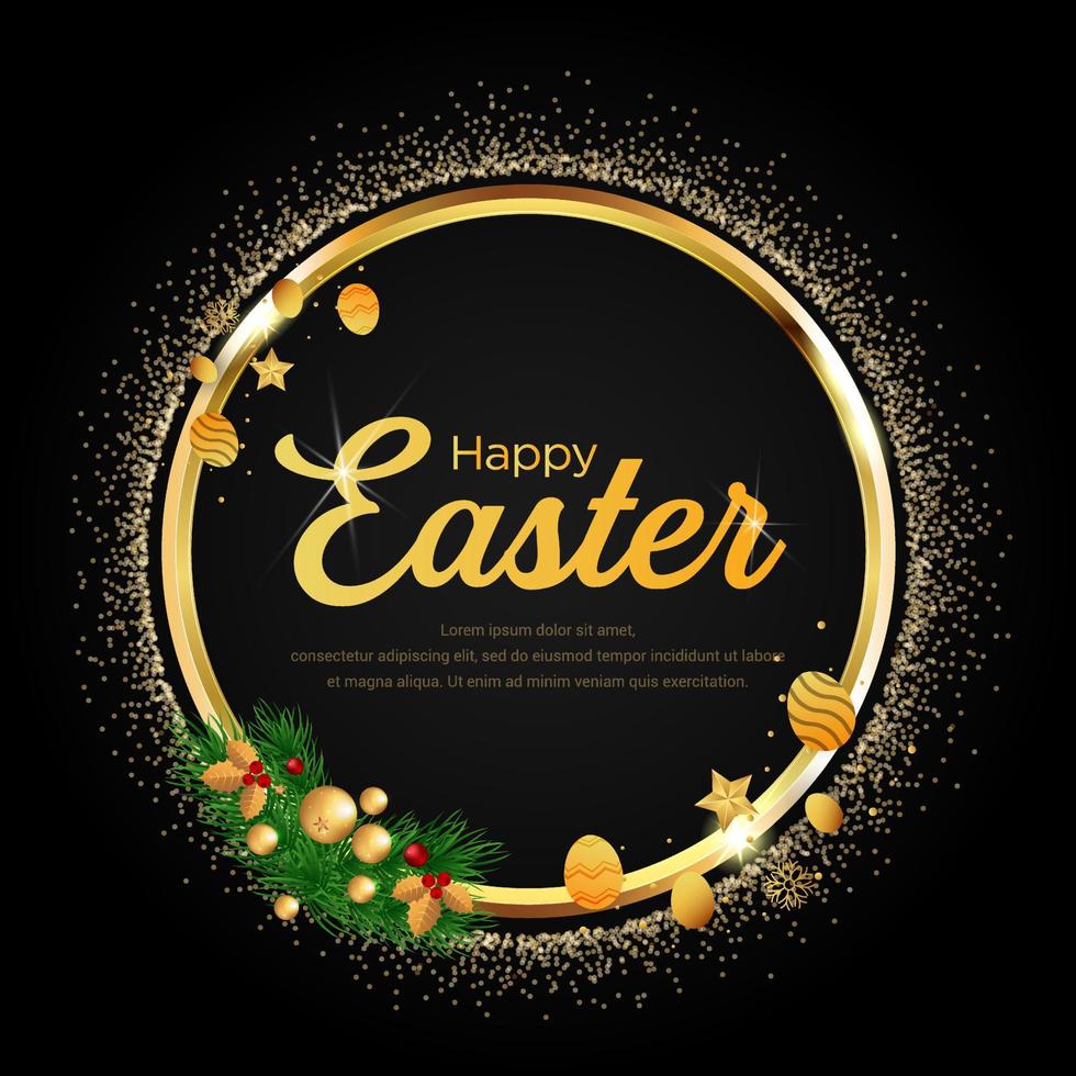 Celebration Easter day design with Luxury golden eggs vector ...