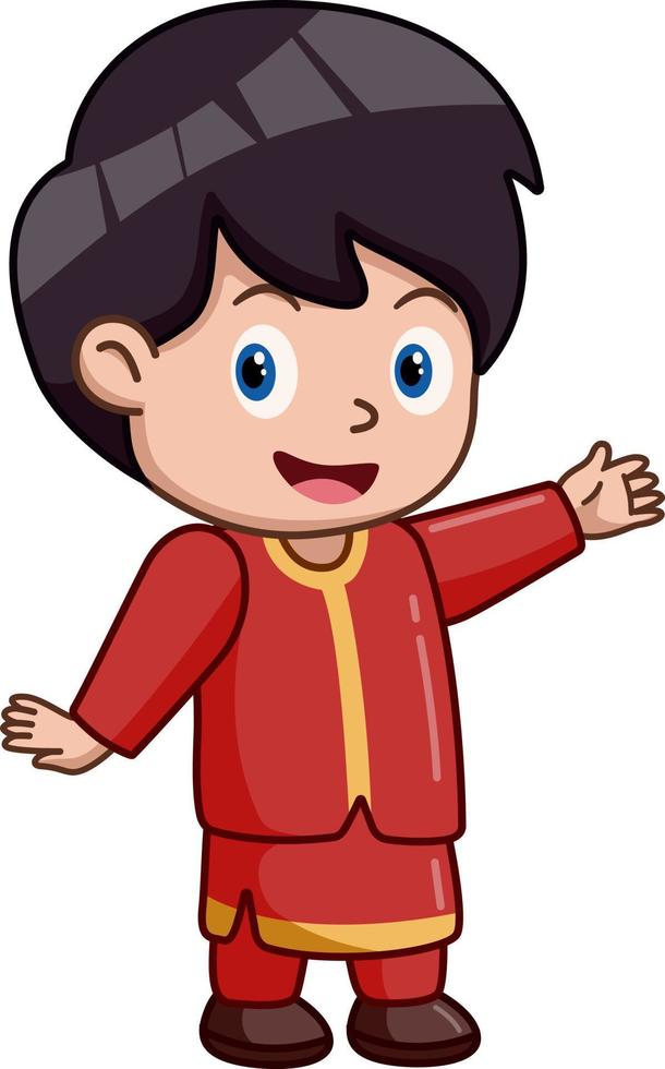 Cute little boy wearing traditional chinese costume vector